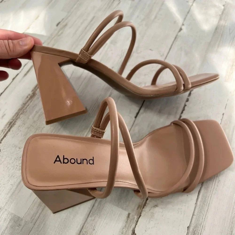 Abound Austyn Tubular Strappy Block Heeled Sandal Tan Mocha Size 9 - Picture 7 of 11